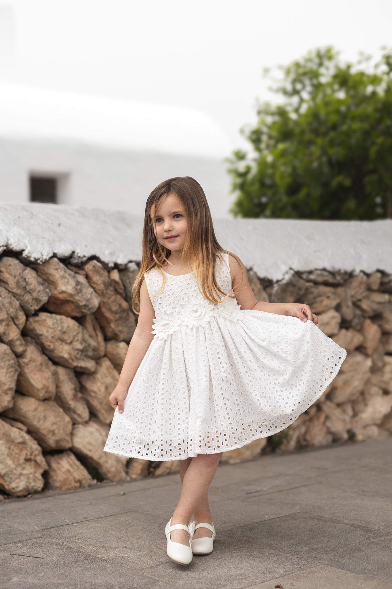 NARA STRAIGHT | Minimal Short Dress 3D Flowers