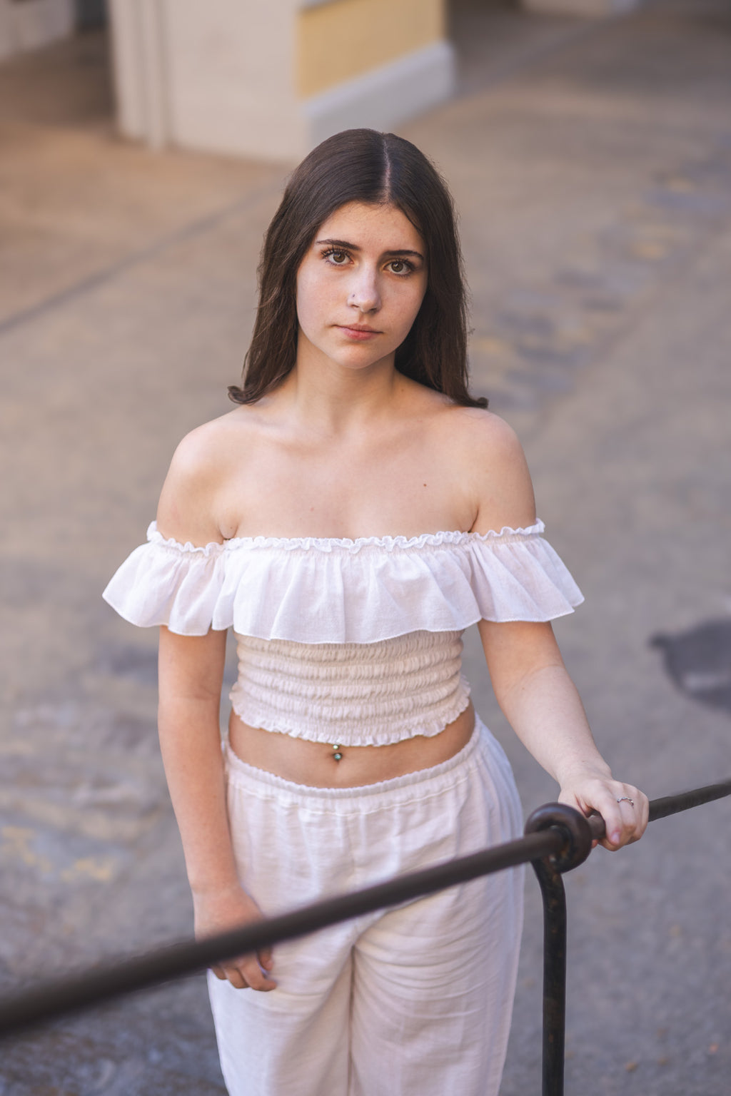 NARA DOJO | White Bardot Top 100% Cotton