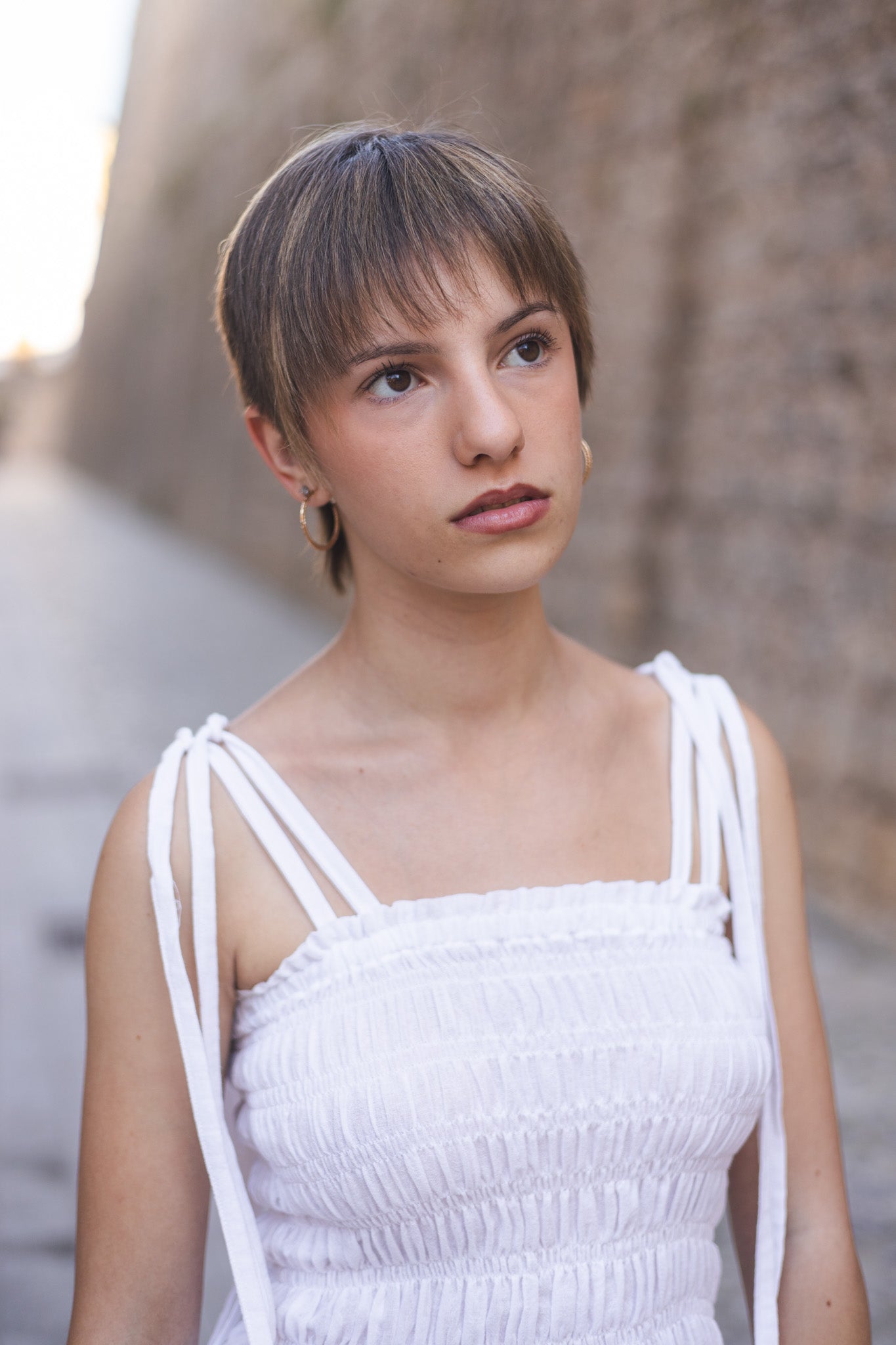 KNOTTED SHINOBI | Ruffled Honeycomb Strappy Top