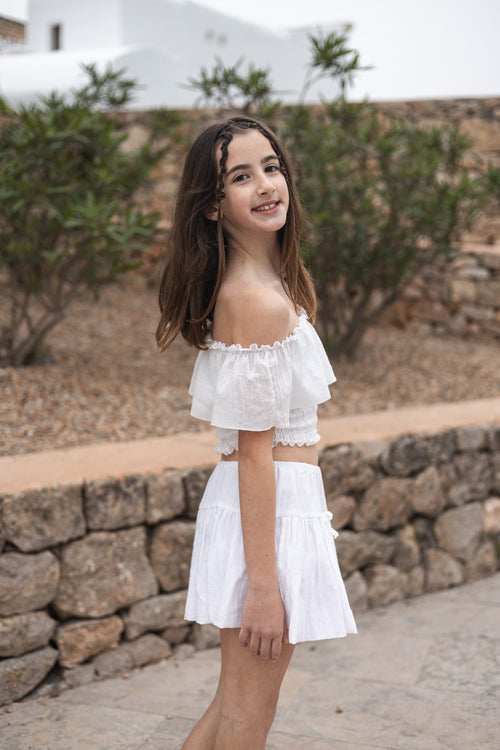 AIRA | Falda Corta Globo Gasa de Algodón