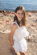 BLANC TOP | Top Cropped Mini Volante Gasa Algodón 100%